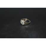 A HALLMARKED 9 CARAT GOLD DIAMOND CLUSTER RING, approx weight 1.7g, ring size J