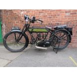 A 1921 NEW IMPERIAL LIGHT TOURIST 350cc MOTORCYCLE, having light green paintwork, sprung leather
