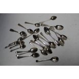 A COLLECTION OF HALLMARKED SILVER TEASPOONS, various dates, makers and styles, mostly Georgian,
