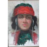 H. ZOHURIHN (XX). Continental School. A head and shoulder portrait study of a young gypsy woman.