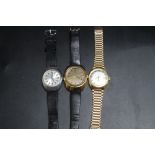 THREE DATE WRIST WATCHES, consisting of a Sandoz automatic, Buren and Gerrard-Perregaux, Dia 4 cm