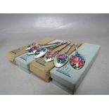 OTTAR HVAL OF NORWAY, a collection of sterling silver gilt guilloche enamel spoons, some boxed