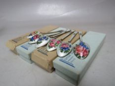 OTTAR HVAL OF NORWAY, a collection of sterling silver gilt guilloche enamel spoons, some boxed