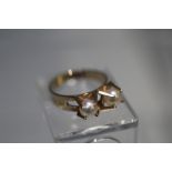 A MID TWENTIETH CENTURY FINNISH GOLD AND FAUX PEARL DRESS RING, stamped 585 Finland, approx weight