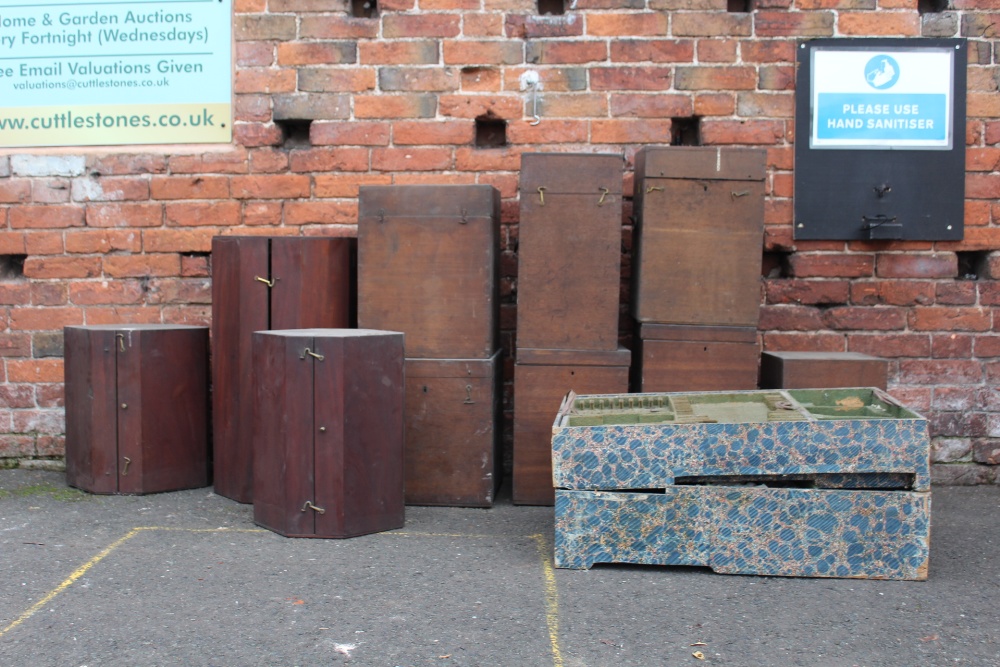 A COLLECTION OF NINE ASSORTED VINTAGE HARDWOOD SILVER BOXES, assorted sizes and shapes (9)