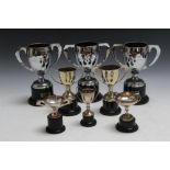 A QUANTITY OF 1930'S AMATEUR SWIMMING ASSOCIATION LADIES DIVING TROPHY CUPS, to include two small