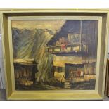 ERICH HAUSE (XIX). An Alpine chalet, signed lower left, oil on canvas, gilt framed, 68 x 78 cm