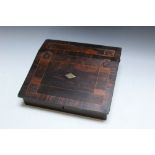 A ROSEWOOD AND TUNBRIDGEWARE WRITING SLOPE, W 30 c