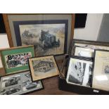 A COLLECTION OF VINTAGE FRAMED MOTOR RELATED PHOTOGRAPHS ETC., to include a 1933 RAC London to