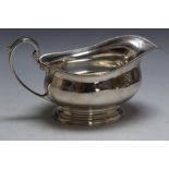 A HALLMARKED SILVER SAUCE BOAT - BIRMINGHAM 1958, approx weight 191g, W 16 cm