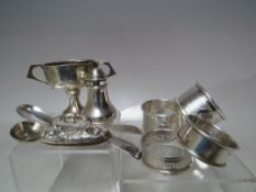 A SELECTION OF ASSORTED HALLMARKED SILVER COLLECTABLES, to include a pair of hallmarked silver