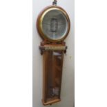 A JOSEPH DAVIS 'AMERICAN FORECAST' OAK CASED BAROMETER, with brass day scale below the circular