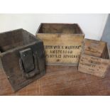 ADVERTISING INTEREST: Three vintage wooden boxes, for Warnink Advocaat, Connett Ltd. The Winery