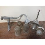 A SELECTION OF VINTAGE INDUSTRIAL CEILING LAMPS AND SHADES, A/F