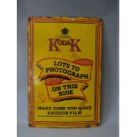 A VINTAGE ENAMELLED METAL SIGN, a Kodak advertising sign