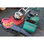 A QUALCAST CLASSIC PETROL 355 LAWN MOWER, together with a Flymo petrol mower, both as found, plus