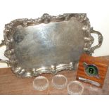 A COLLECTION OF VINTAGE BENTLEY RELATED GLASS AND METALWARE, to include a twin handed silver