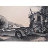 ERIC GEORGE FRASER (1902 - 1984). A landscape with figures in a sports car asking directions from