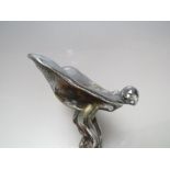 A ROLLS ROYCE SILVER PLATED SPIRIT OF ECSTASY RADIATOR MASCOT, mounted on a radiator cap, approx