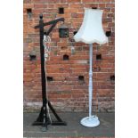 A 20TH CENTURY LANTERN STYLE STANDARD LAMP, together with a shabby chic style standard lamp (2)