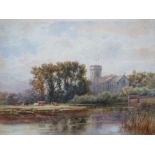 W. PITT. 'Bidford on Avon' with church and cattle. Signed, inscribed and dated 1893 verso,