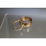 TWO HALLMARKED 9CT GOLD WEDDING BANDS, approx combined weight 5.2 g
