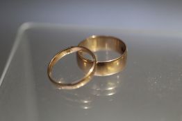 TWO HALLMARKED 9CT GOLD WEDDING BANDS, approx combined weight 5.2 g