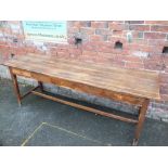 St Mary's Abbey - A LATE NINETEENTH CENTURY PINE SIDE TRESTLE TABLE, having three small frieze