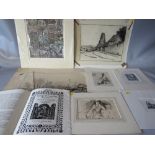 A QUANTITY OF UNFRAMED, MAINLY SIGNED, ETCHINGS AND LITHOGRAPHS ETC. ON PAPER, various artists and