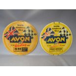 A PAIR OF VINTAGE 'AVON TYRES' DEALERSHIP SIGNS, made from thick circular cardboard, colour print to