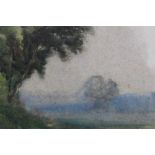 F. STRATTON. A misty wooded landscape, signed and dated 1875 lower right, watercolour, framed and