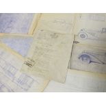 A SELECTION OF VINTAGE BENTLEY ARCHIVES TECHNICAL DRAWINGS, together with various paperwork,