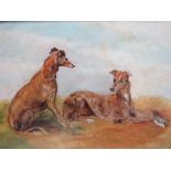 E.G. (XX). British school, a study of two greyhounds. Signed with initials lower right, oil on
