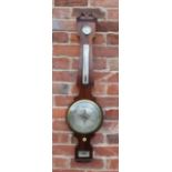 A NINETEENTH CENTURY ROSEWOOD ANEROID BAROMETER BY 'BREGAZZI - CORN MARKET DERBY', H 102 cm