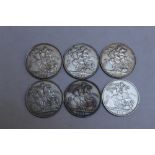 A COLLECTION OF SIX QUEEN VICTORIA CROWNS DATED 1893, 1896, 1897, 1898, 1899 and 1900