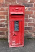 AN ANTIQUE VICTORIAN CAST IRON WALL POST BOX, no key, H 71.5 cm, W 26.5 cm, D 32.5 cm