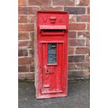 AN ANTIQUE VICTORIAN CAST IRON WALL POST BOX, no key, H 71.5 cm, W 26.5 cm, D 32.5 cm