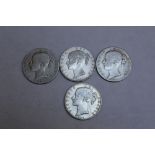 A COLLECTION OF FOUR EARLY QUEEN VICTORIA SHEILD BACK CROWNS CONSISTING OF THREE DATED 1844, and one