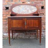 AN EDWARDIAN MAHOGANY MARBLE TOPPED WASH STAND, W 101 cm