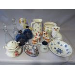 A QUANTITY OF ASSORTED CERAMICS, POTTERY AND GLASSWARE, to include Staffordshire style dogs,