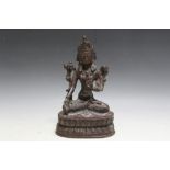 AN EASTERN BRONZE DEITY, H 22 cm