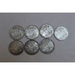 A COLLECTION OF SEVEN QUEEN VICTORIA CROWNS CONSISTING OF FOUR DATED 1890, two dated 1893 and one
