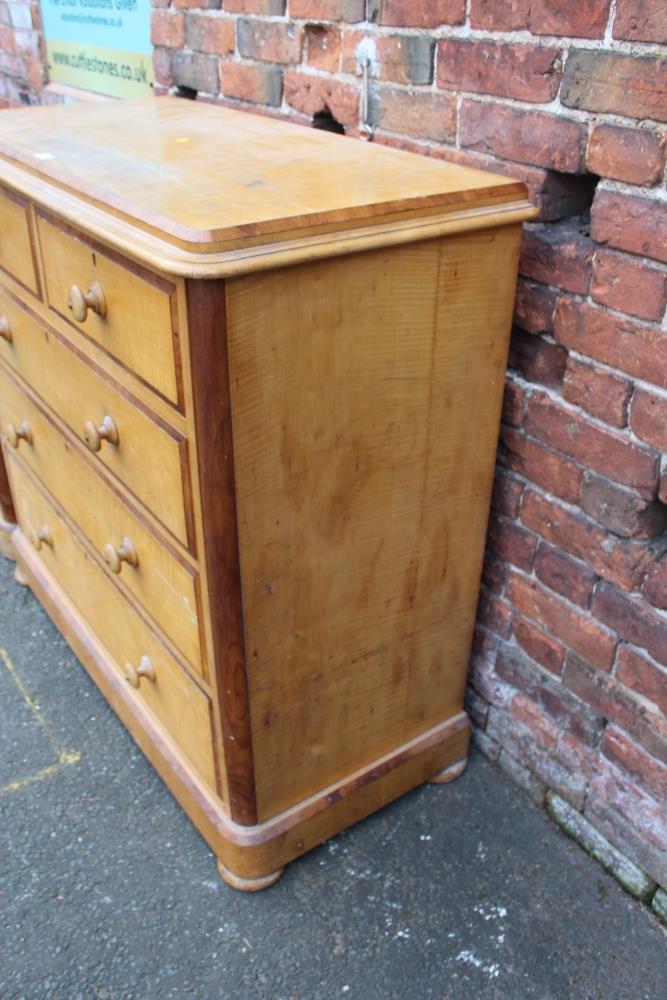 A LATE NINETEENTH / EARLY TWENTIETH CENTURY SATINWOOD CHEST, of two short above three longer - Image 3 of 11