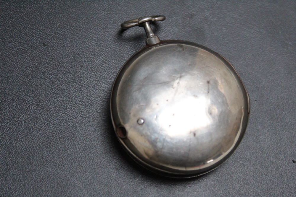 A PAIR CASED POCKET WATCH BY CHAS GRANTHEM, No.1076, outer casing carrying hallmarks for 1793, Dia - Image 2 of 4