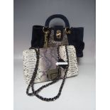 A STUART WEITZMAN 'FLIPPY' FAUX LEATHER CROC EFFECT HANDBAG, W 28 cm, with tags, together with a