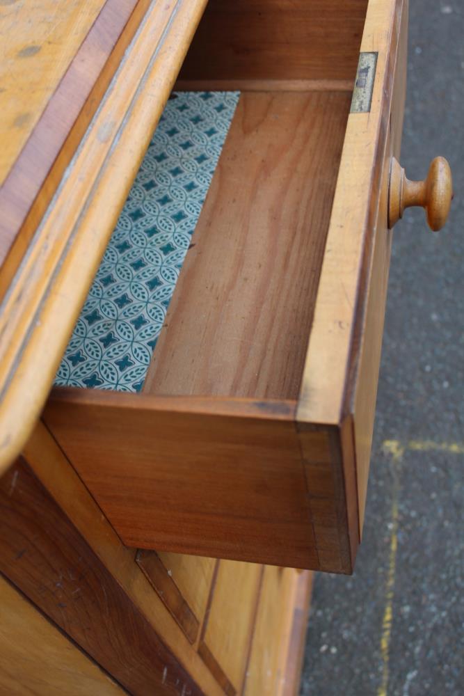 A LATE NINETEENTH / EARLY TWENTIETH CENTURY SATINWOOD CHEST, of two short above three longer - Image 6 of 11