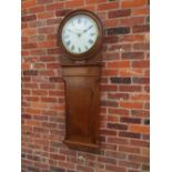 A LARGE ANTIQUE OAK TAVERN STYLE / TRUNK DIAL WALL CLOCK MARKED THOS. YATES-PRESTON, with re-painted