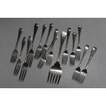 FOURTEEN HALLMARKED SILVER FORKS, many pre-Victorian, various dates, makes and styles, approx