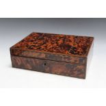 AN ANTIQUE TORTOISESHELL COVERED BOX, W 25.5 cmCondition Report:some losses - see images