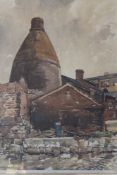 REGINALD GEORGE HAGGAR (B. 1905). American School. A Staffordshire pottery factory with bottle kiln.